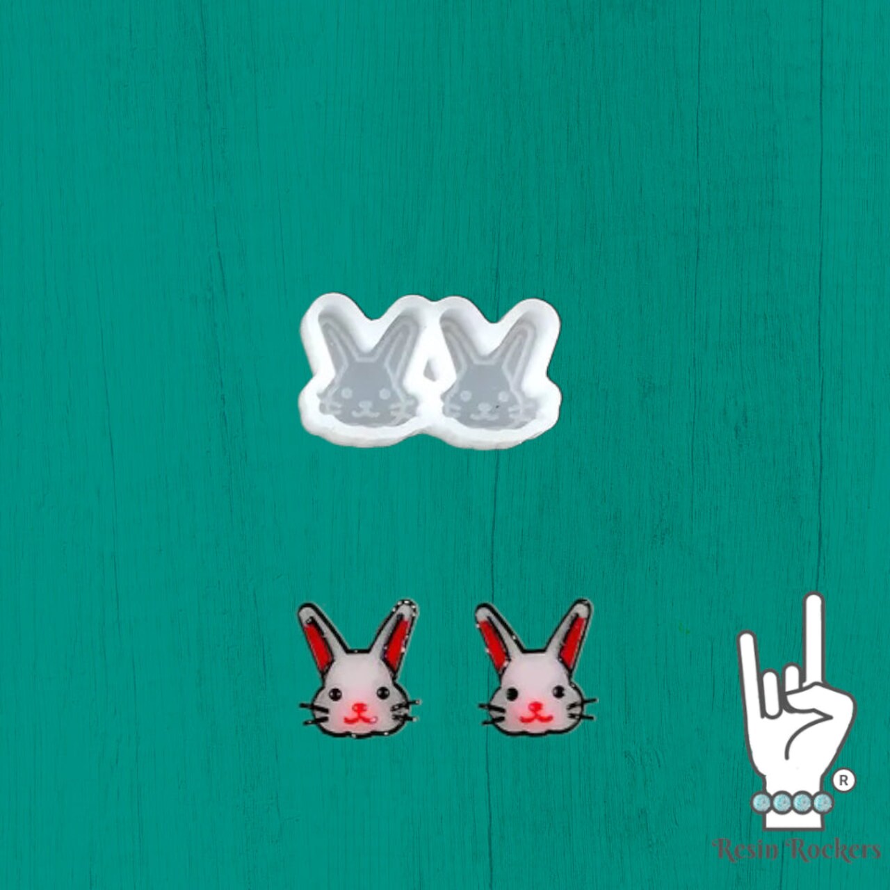 UV Safe Easter Bunny Head Stud Earring Mold for UV and Epoxy Resin Art